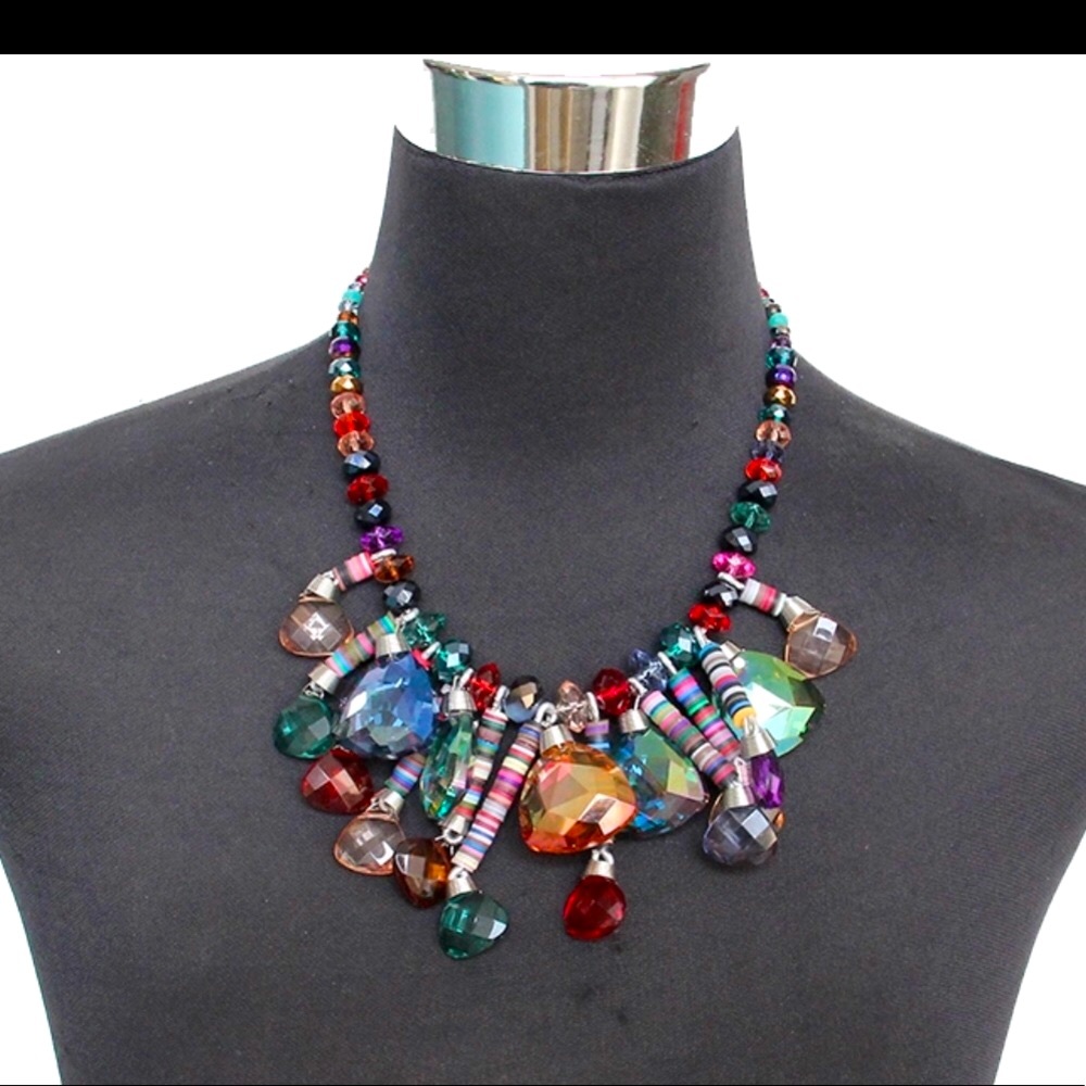 Handmade beaded Crystal statement necklace